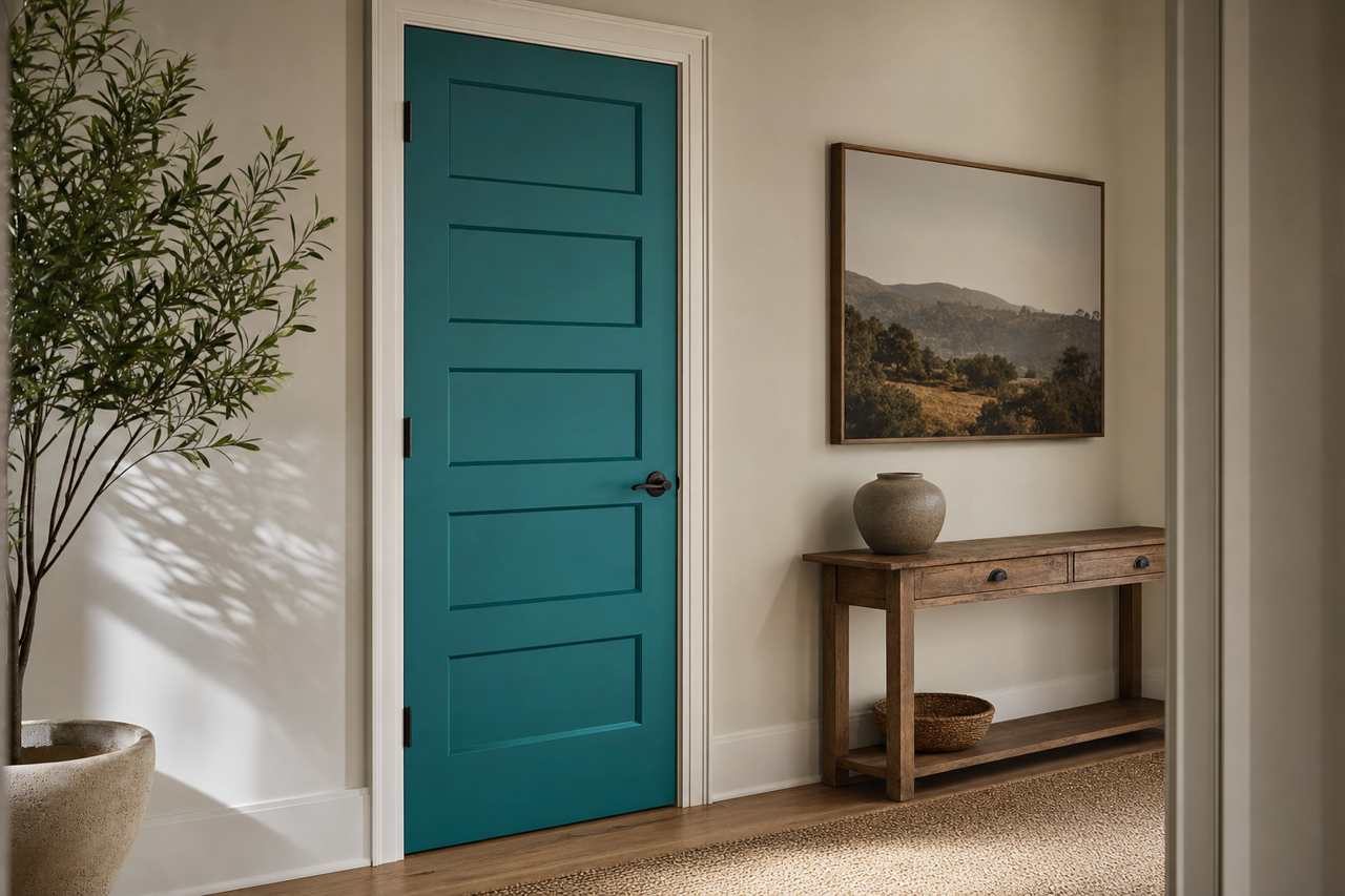 Gypsy Teal by Valspar on interior-doors