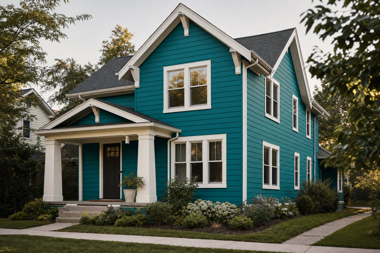 Vintage Teal by Valspar on exterior