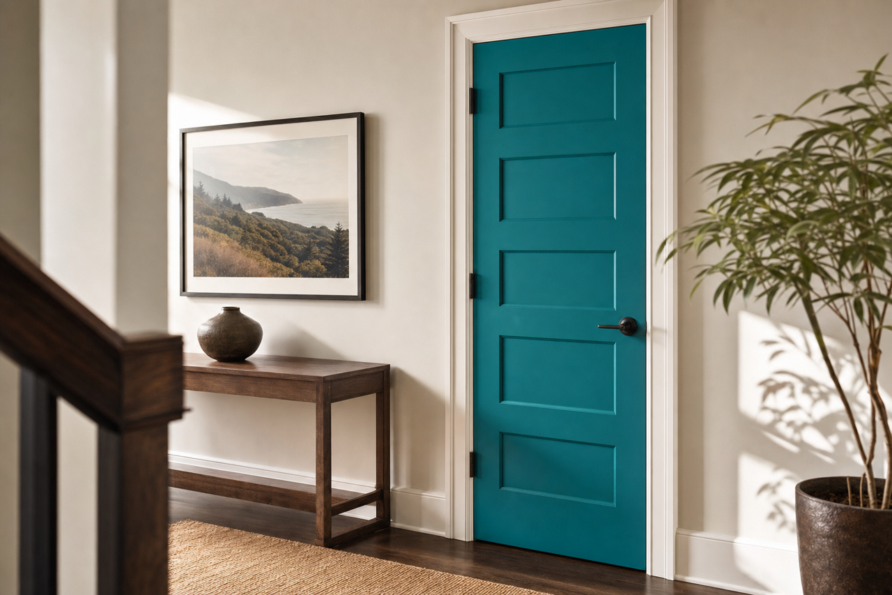 Vintage Teal by Valspar on interior-doors