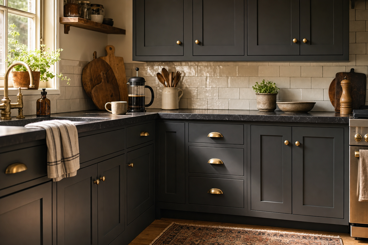 Nocturnal Green by Valspar on cabinets
