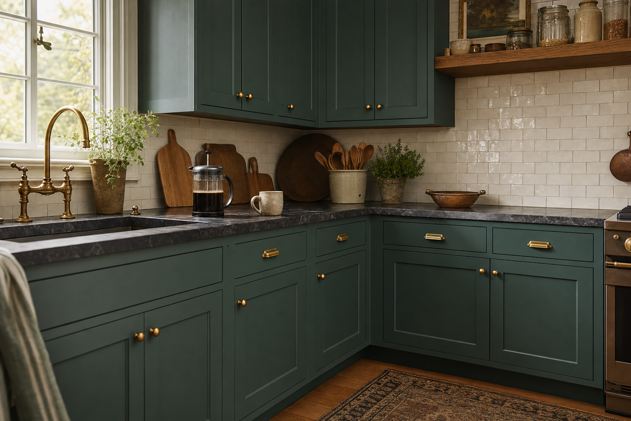 Favorite Green by Valspar on cabinets