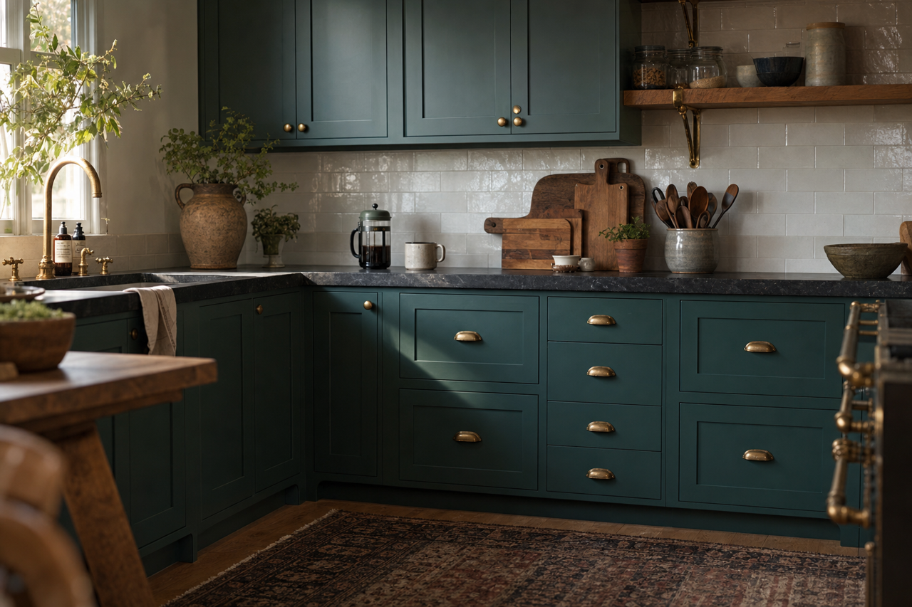 Royal Pine by Valspar on cabinets