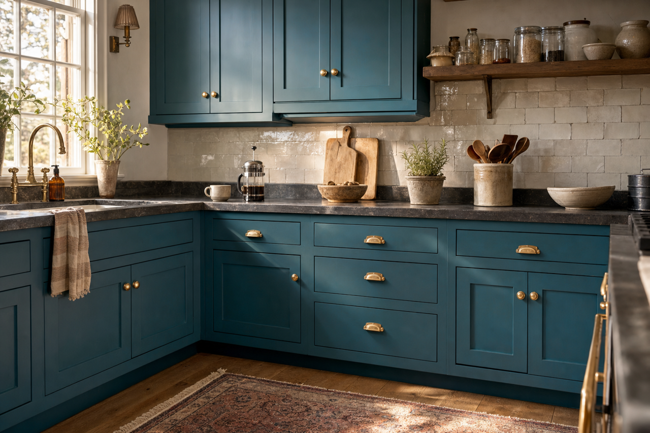 Shaded Lake by Valspar on cabinets