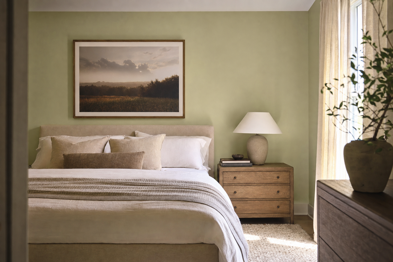 Grasslands by Benjamin Moore on interiors