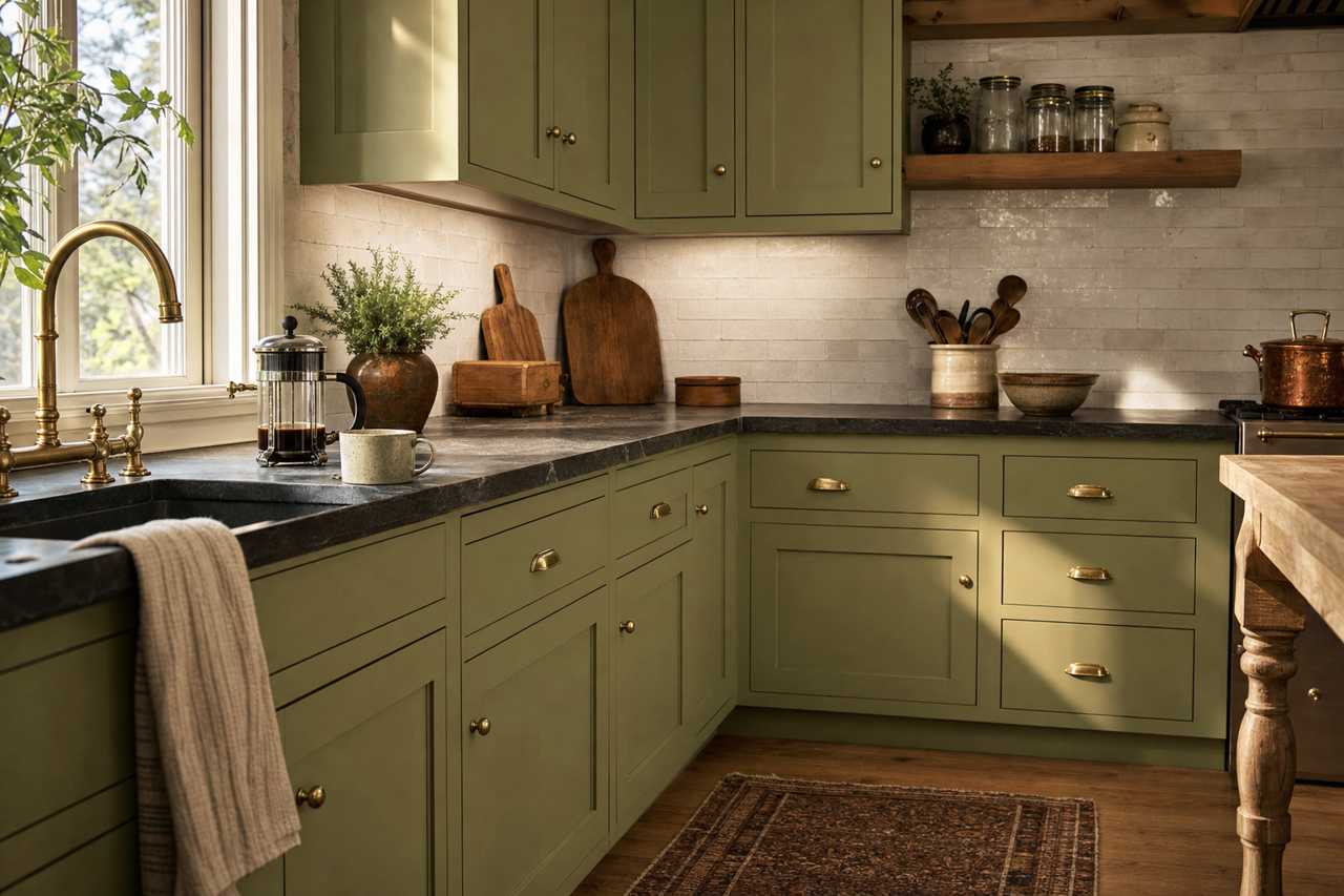 Nature's Reflection by Benjamin Moore on cabinets