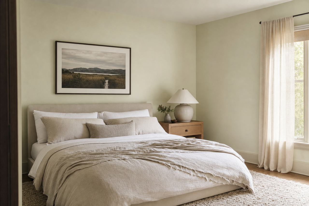 Hint of Mint by Benjamin Moore on interiors