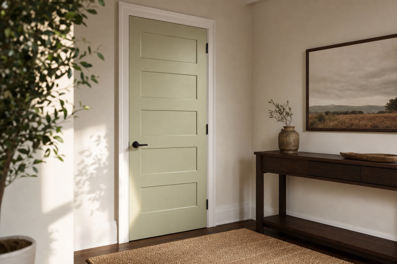 Grecian Green by Benjamin Moore on interior-doors