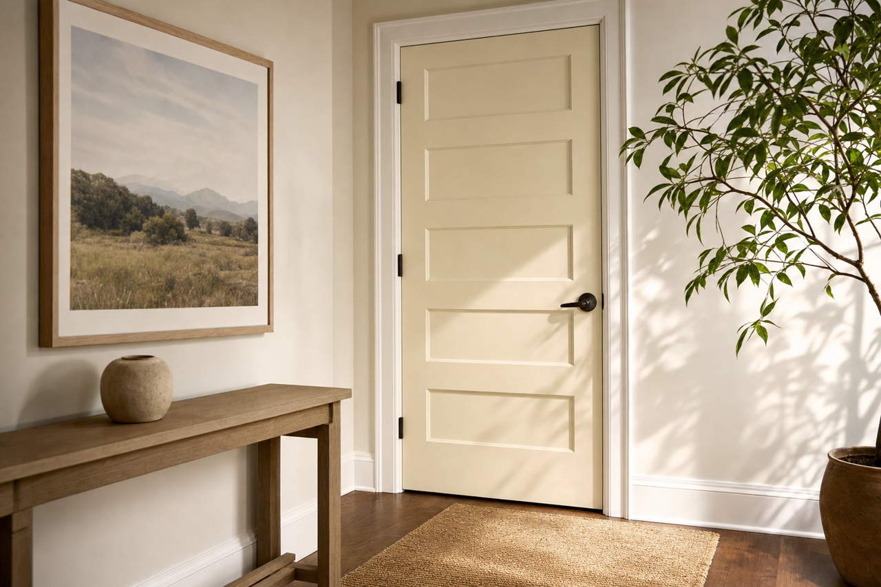 Limestone by Benjamin Moore on interior-doors