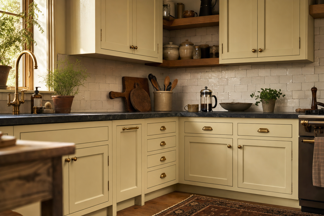 Flowering by Benjamin Moore on cabinets