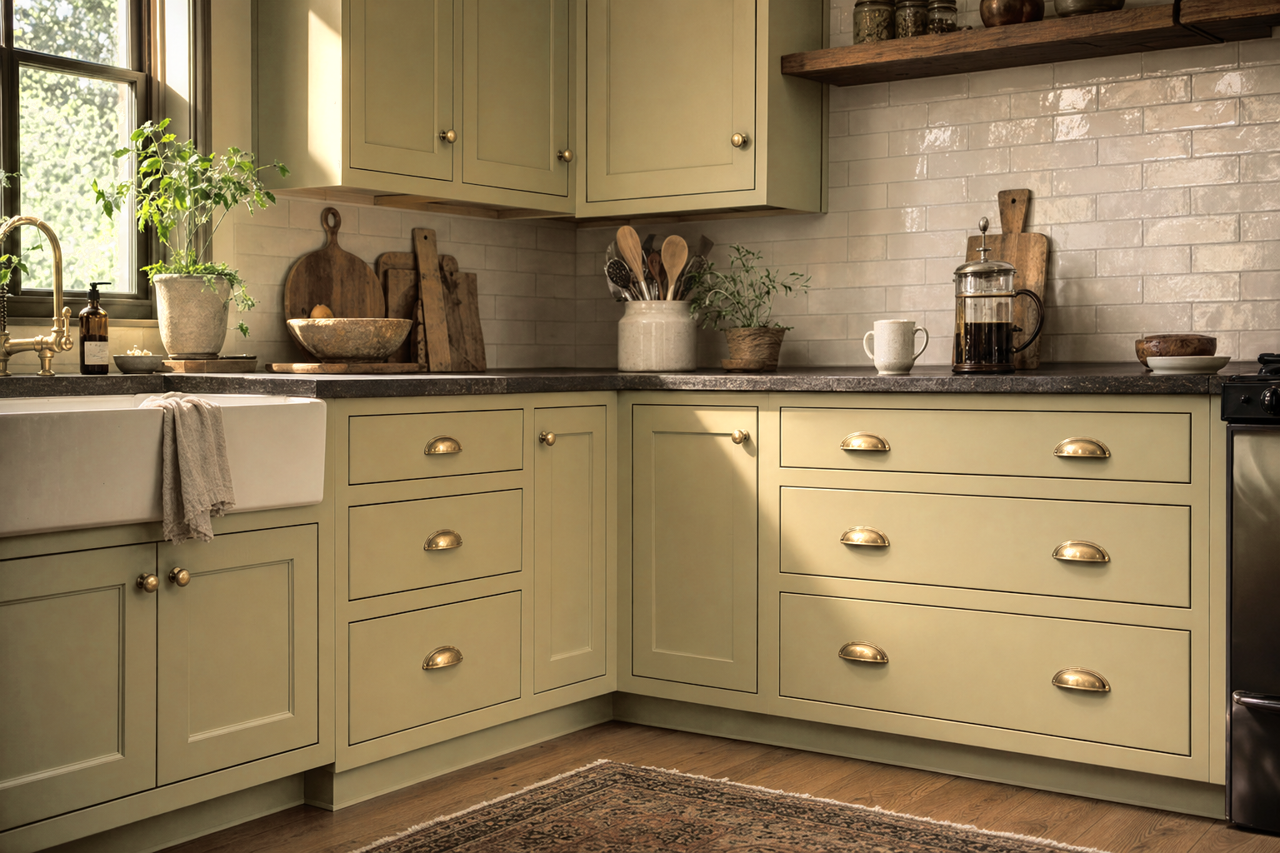 Baby Turtle by Benjamin Moore on cabinets