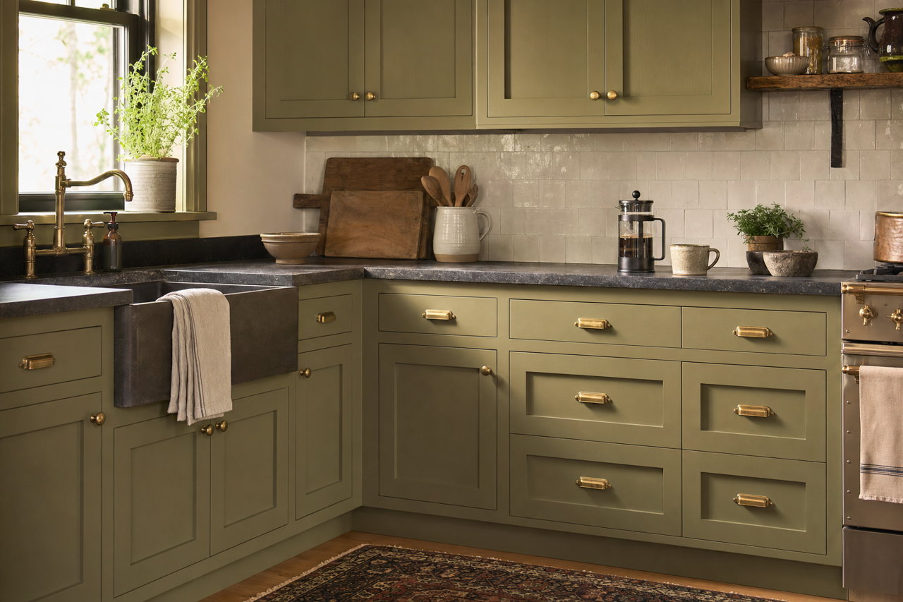 Greenbrook by Benjamin Moore on cabinets