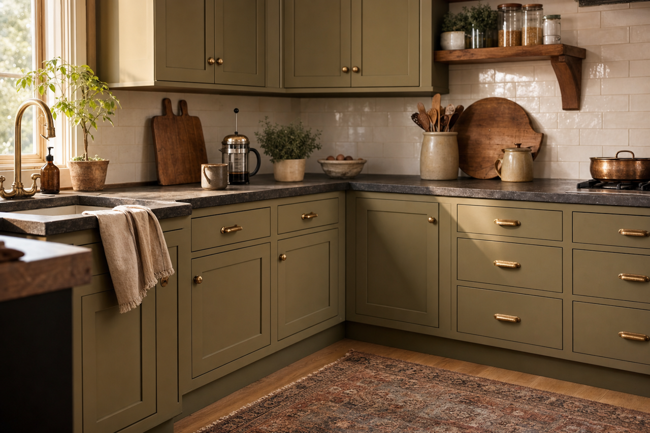 Sterling Forest by Benjamin Moore on cabinets