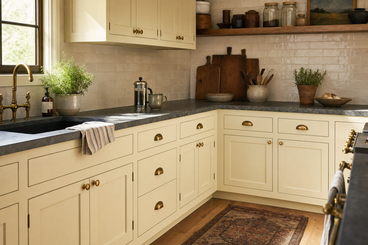 Olivetint by Benjamin Moore on cabinets