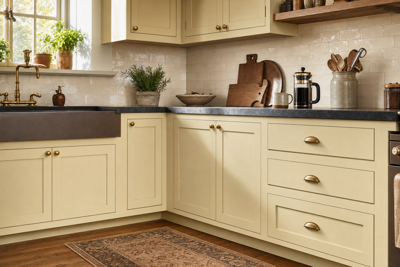 Nantucket Breeze by Benjamin Moore on cabinets