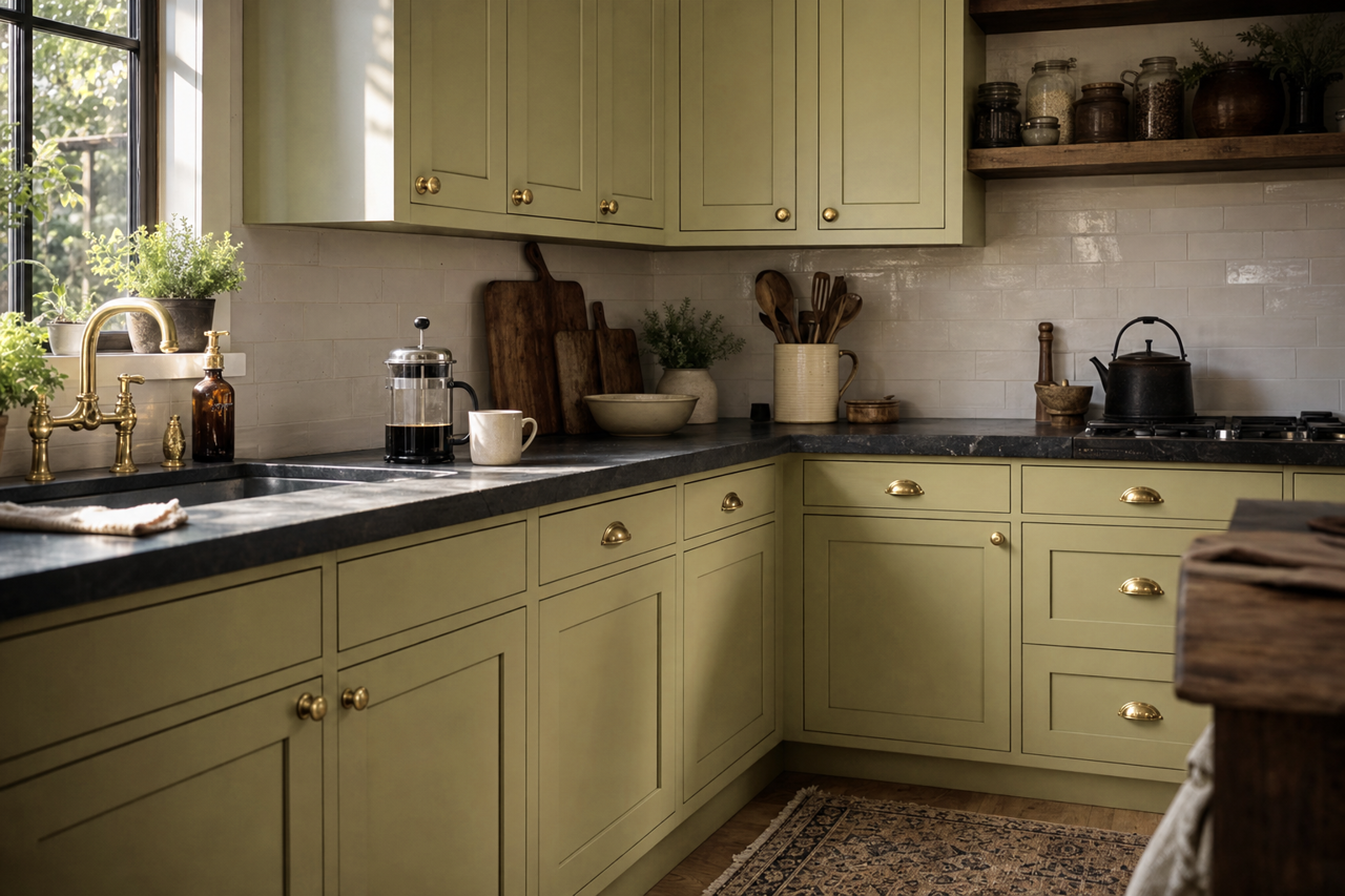 Hiking Path by Benjamin Moore on cabinets