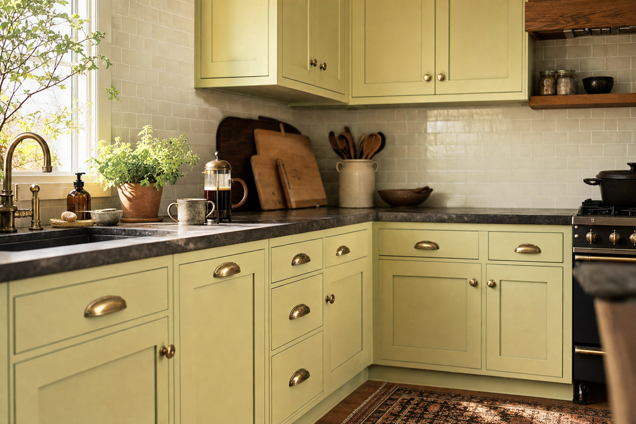 Folk by Benjamin Moore on cabinets