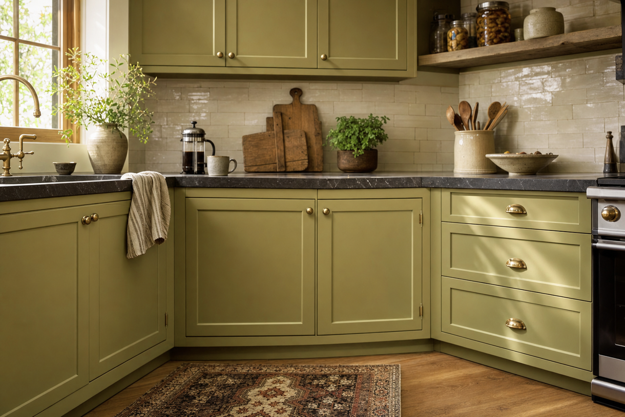 Winding Vines by Benjamin Moore on cabinets