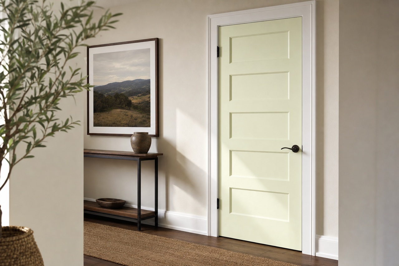 Crisp Green by Benjamin Moore on interior-doors