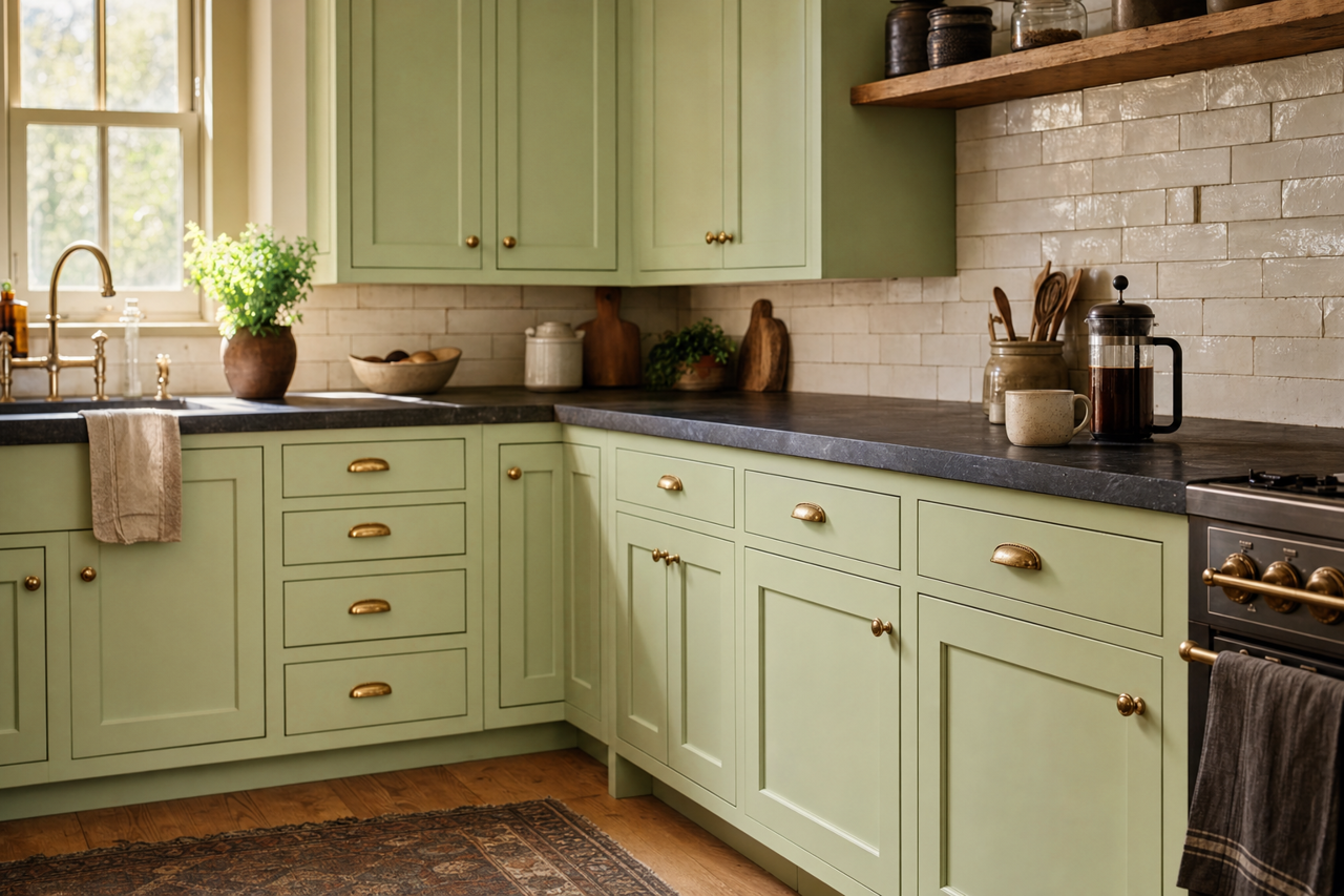Corn Stalk by Benjamin Moore on cabinets