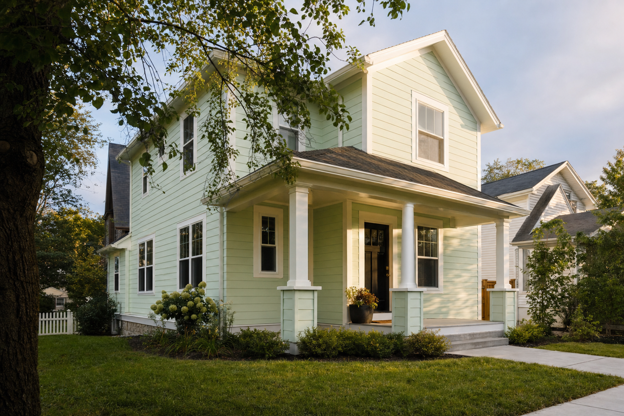 Mint by Benjamin Moore on exterior