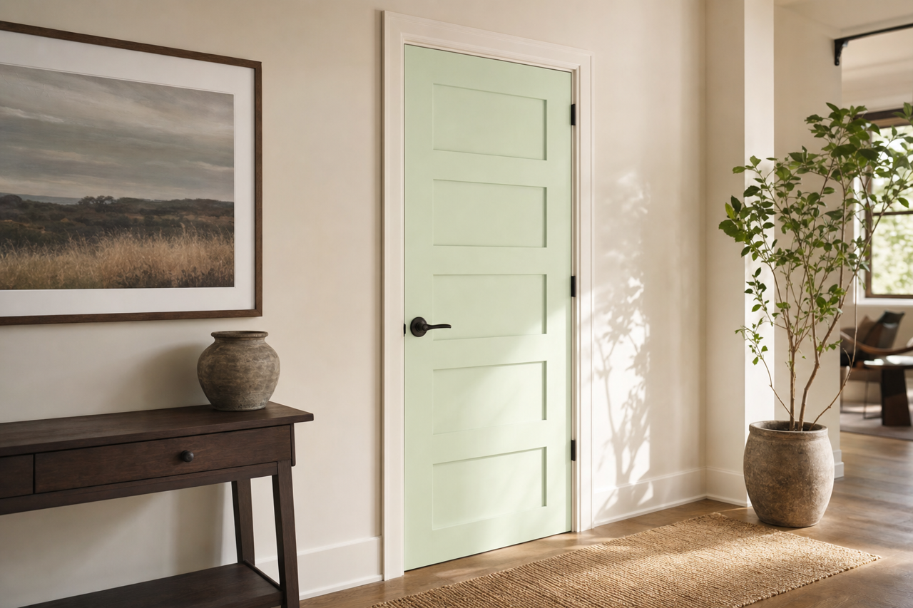 Mint by Benjamin Moore on interior-doors