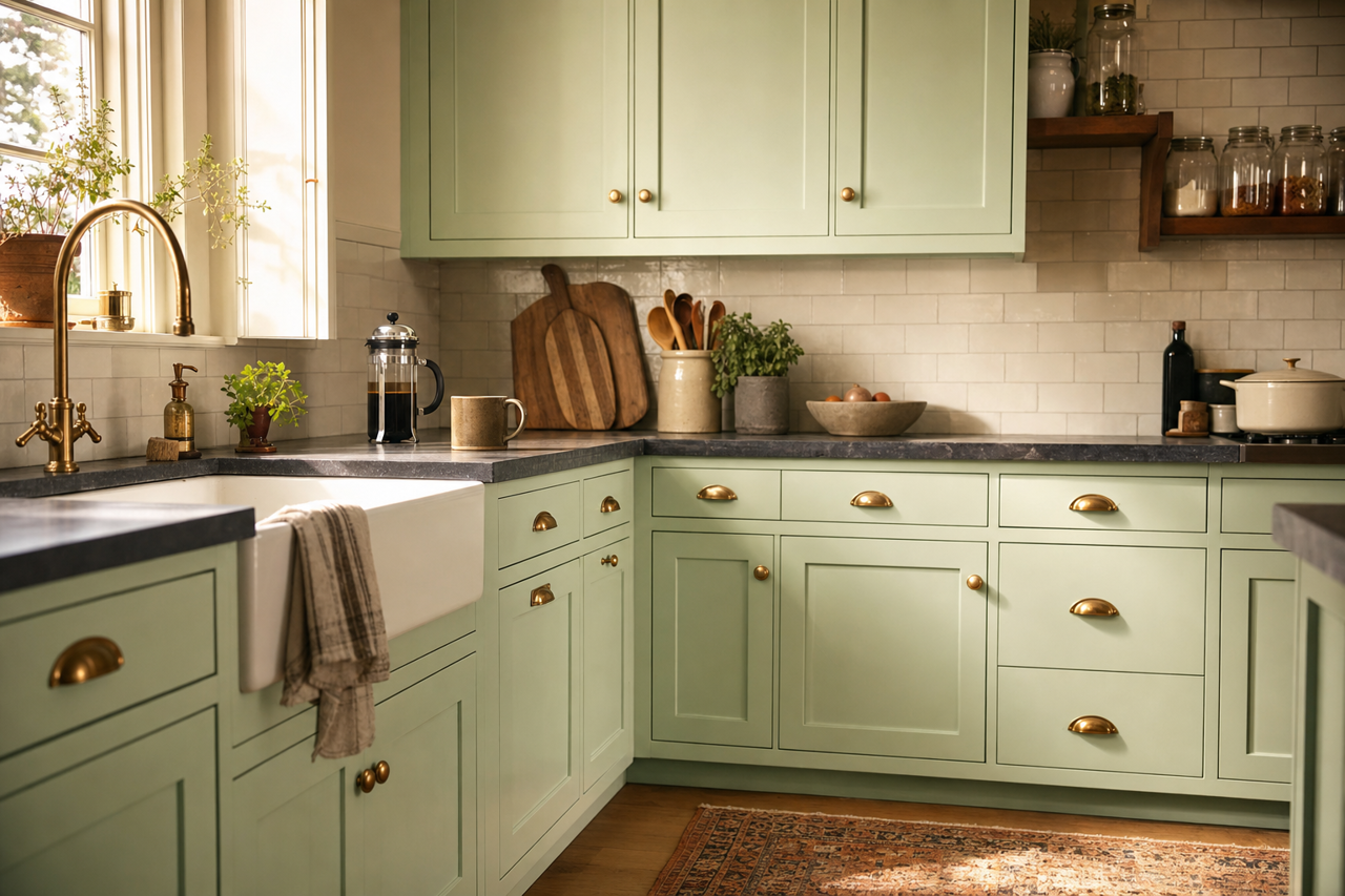 Pastel by Benjamin Moore on cabinets