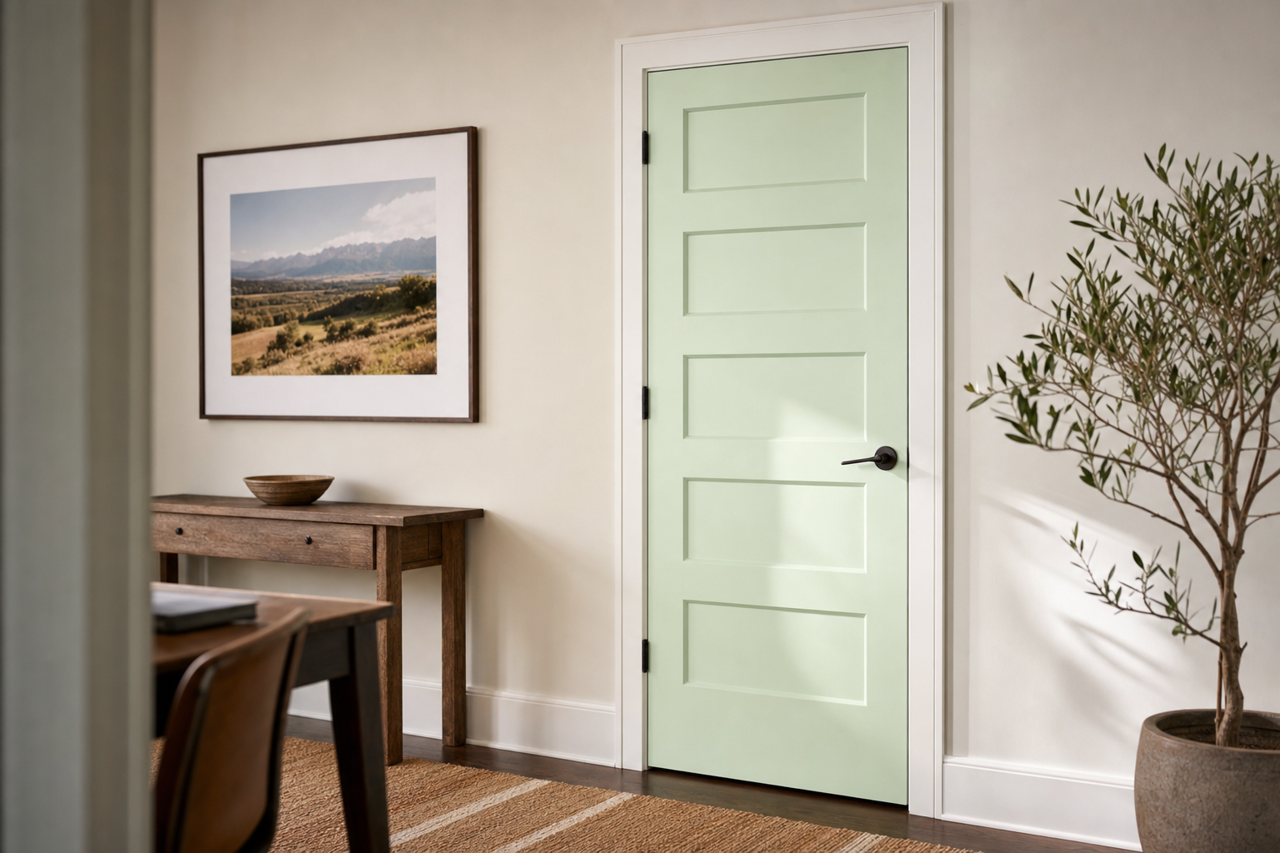 Pastel by Benjamin Moore on interior-doors