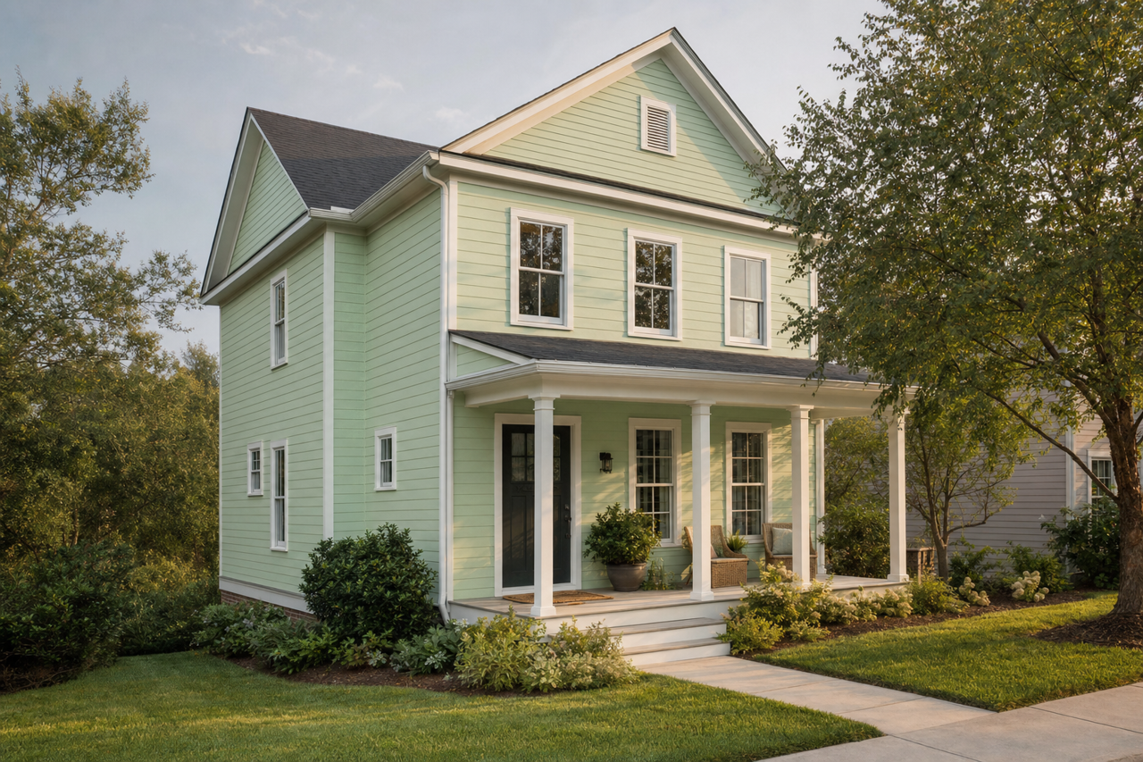 Honeydew by Benjamin Moore on exterior