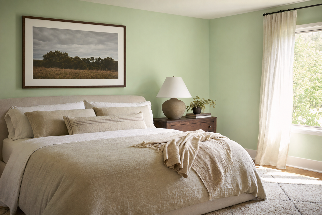 Honeydew by Benjamin Moore on interiors