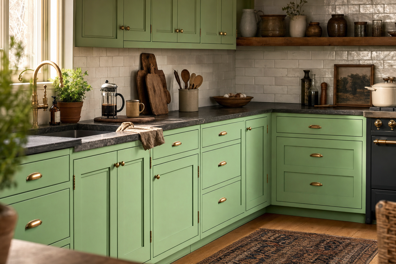 Paradise by Benjamin Moore on cabinets