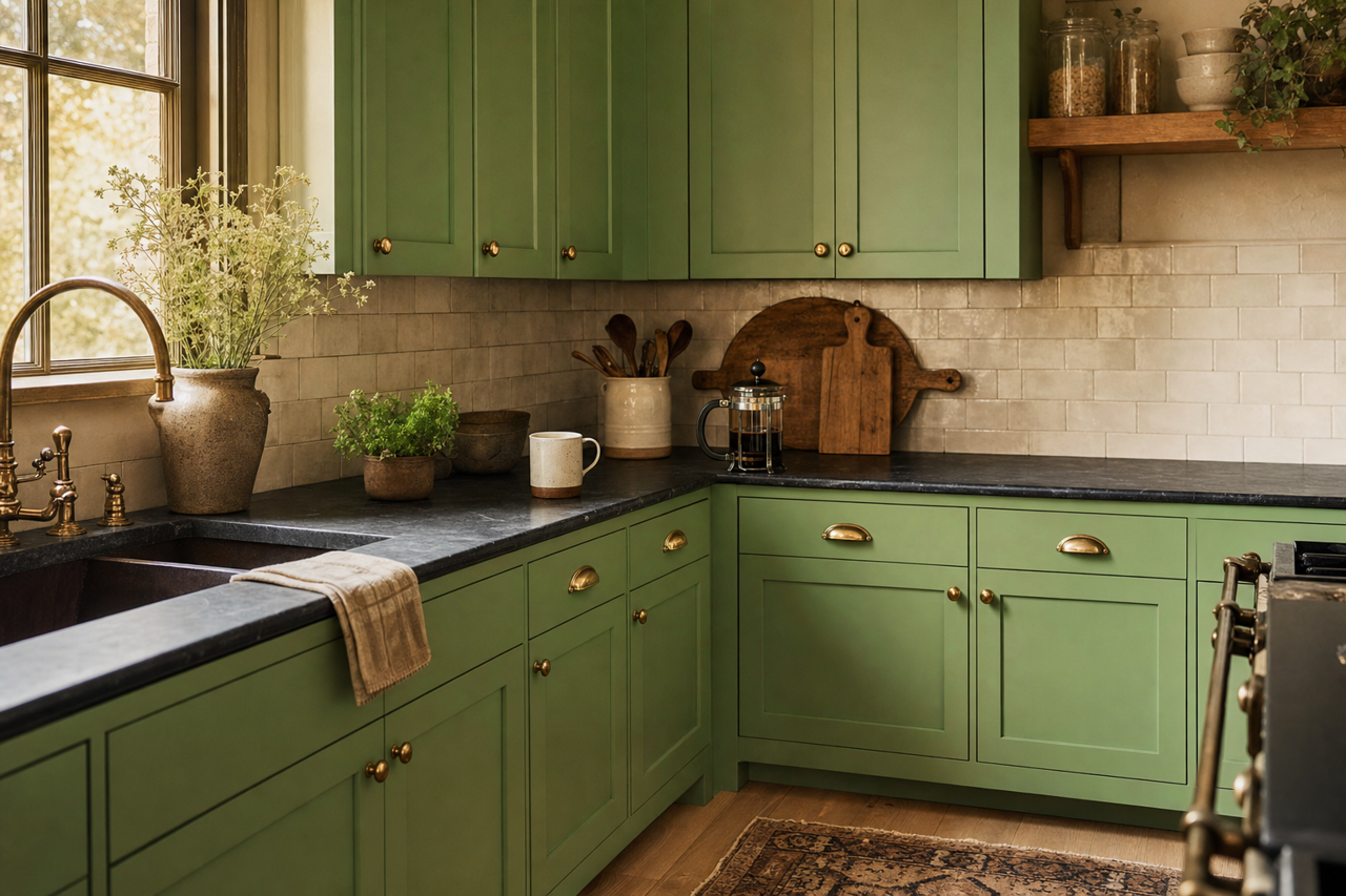 Pleasant by Benjamin Moore on cabinets