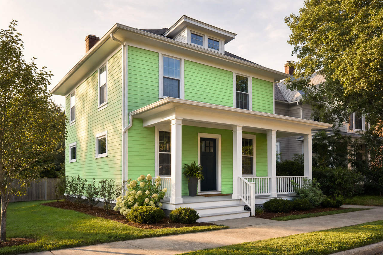 Leprechaun Green by Benjamin Moore on exterior