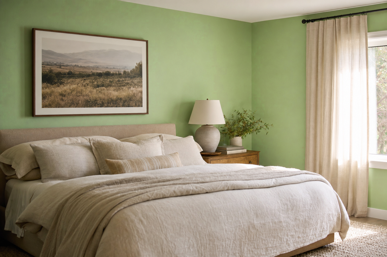 Leprechaun Green by Benjamin Moore on interiors