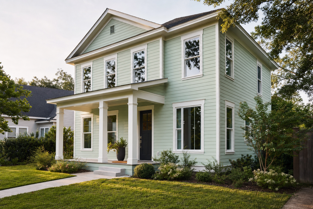 Pistachio by Benjamin Moore on exterior