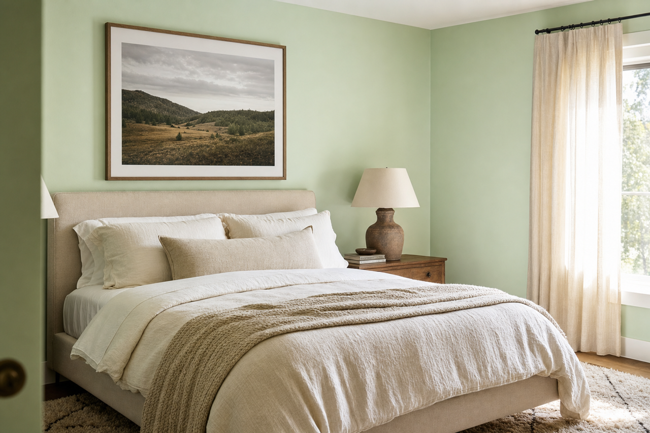 Pistachio by Benjamin Moore on interiors