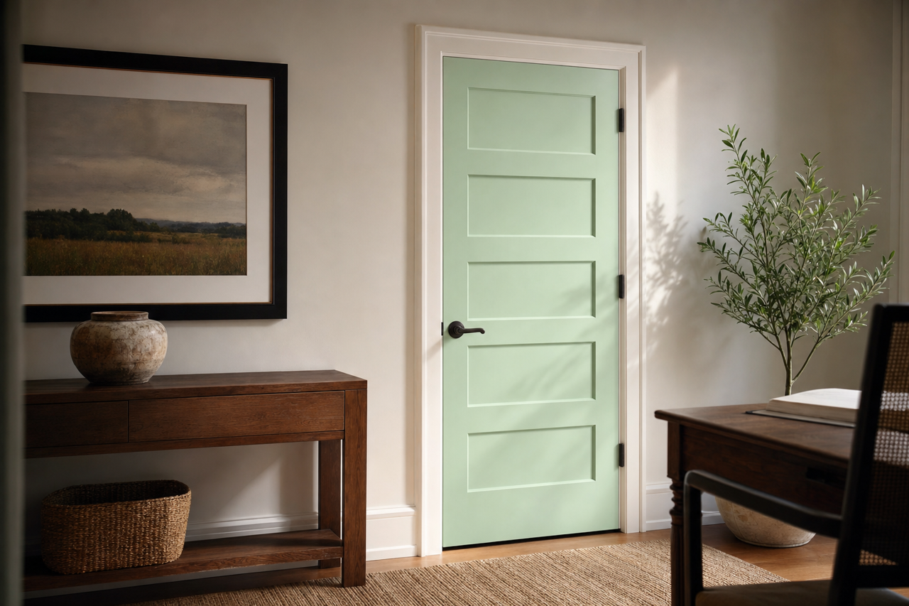 Cucumber by Benjamin Moore on interior-doors