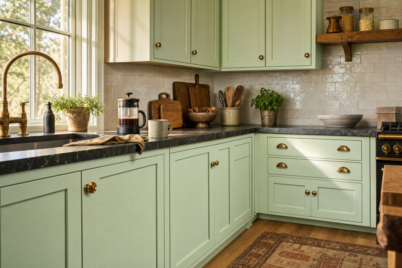 Parkside by Benjamin Moore on cabinets