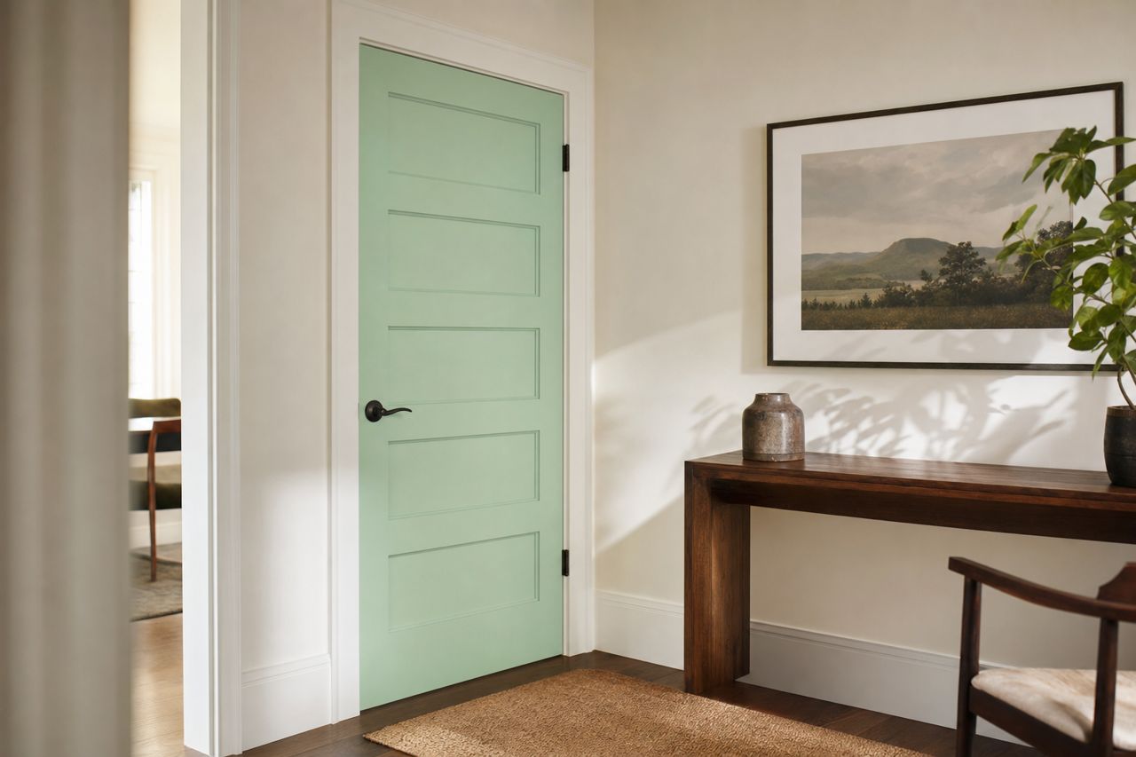 Grassy by Benjamin Moore on interior-doors