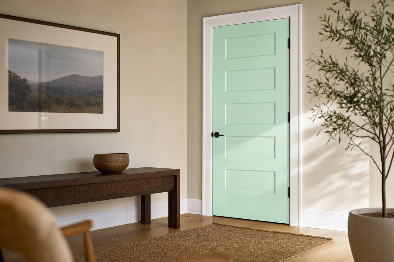 Bahama Waters by Benjamin Moore on interior-doors