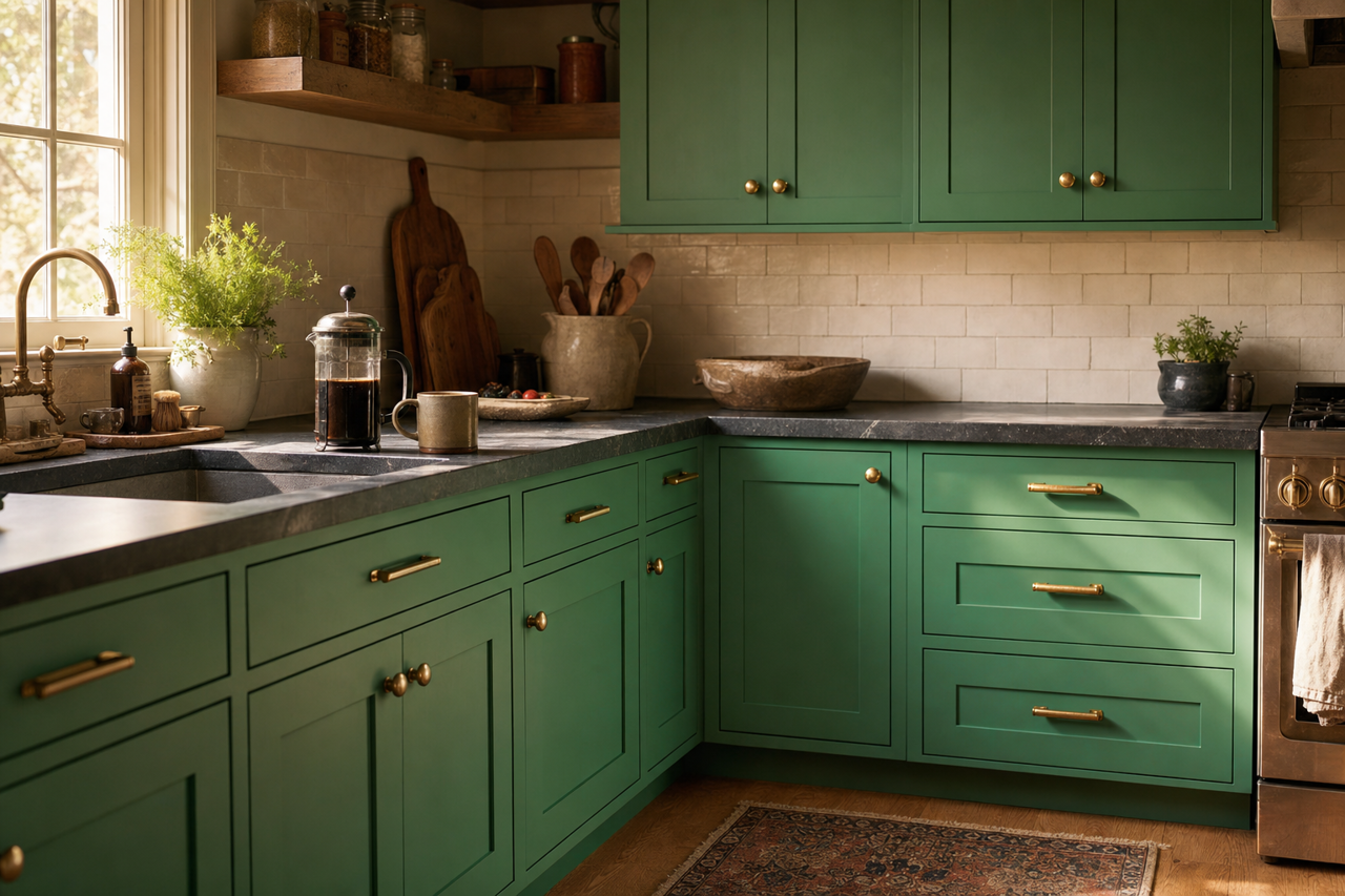 Floradale by Benjamin Moore on cabinets