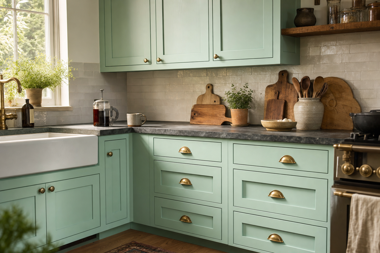 Lady by Benjamin Moore on cabinets