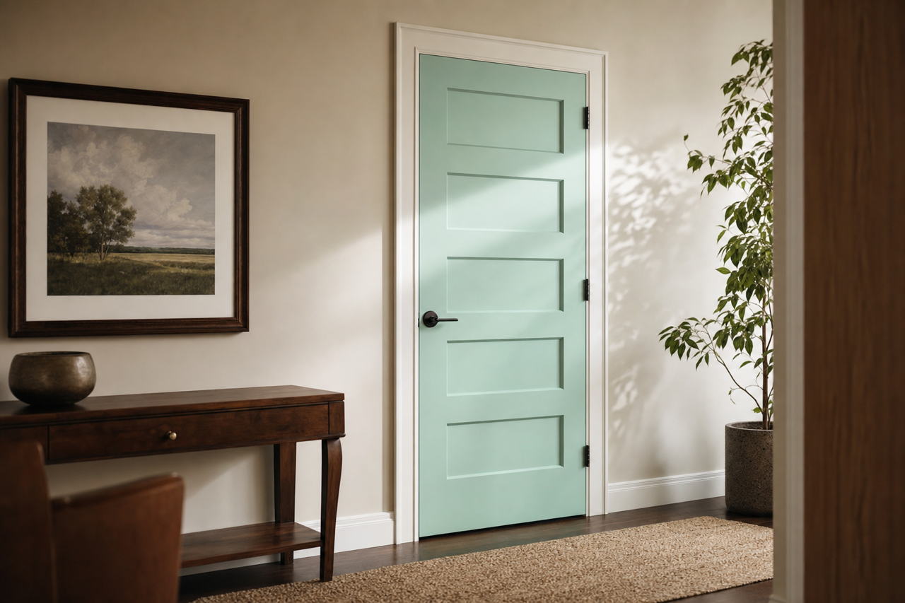 Celadon by Benjamin Moore on interior-doors