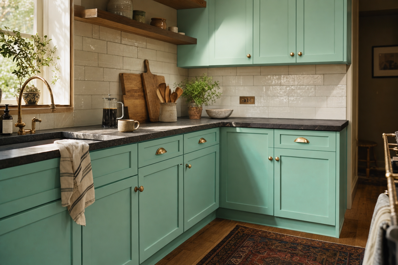Spring by Benjamin Moore on cabinets