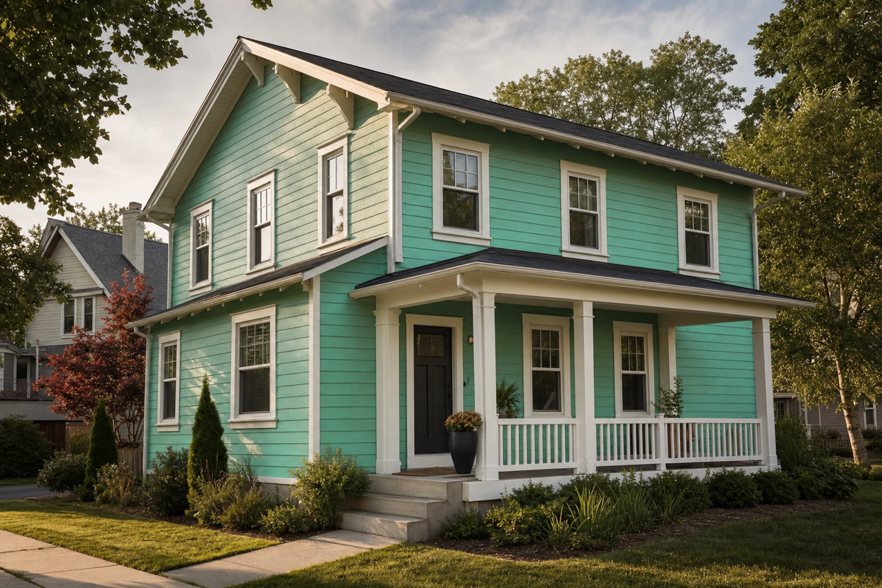 Rosamilia Green by Benjamin Moore on exterior