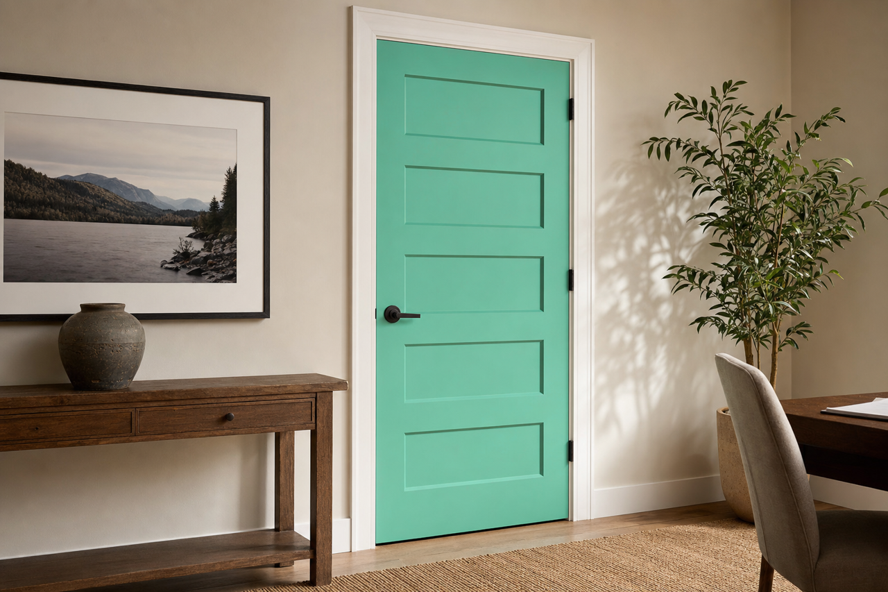 Rosamilia Green by Benjamin Moore on interior-doors