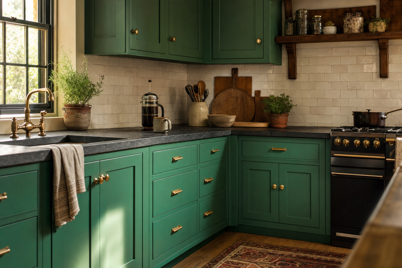 Peridot by Benjamin Moore on cabinets