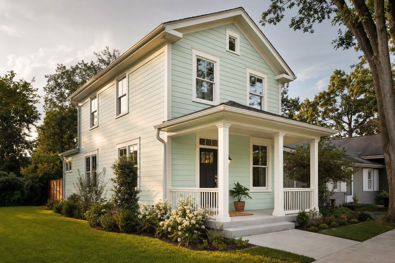 Spearmint by Benjamin Moore on exterior