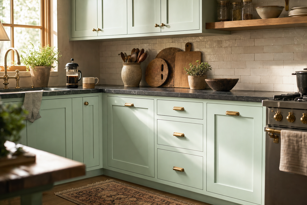 Quartz by Benjamin Moore on cabinets
