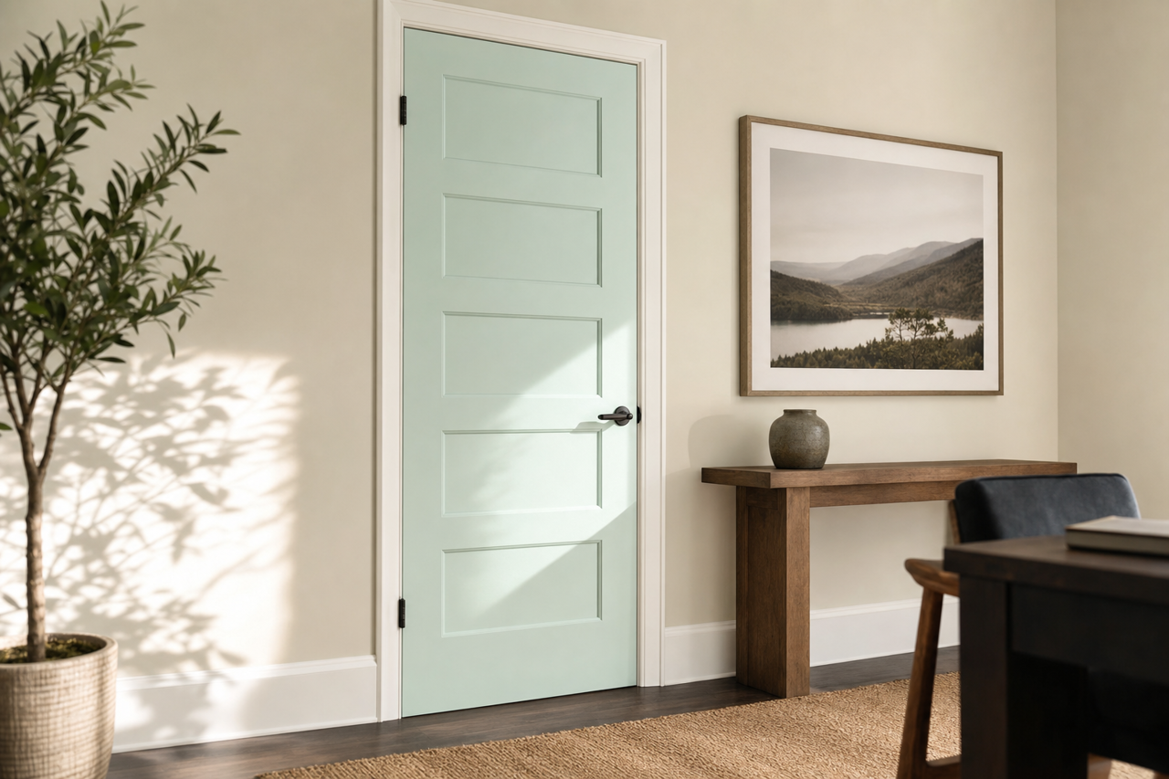 Quartz by Benjamin Moore on interior-doors