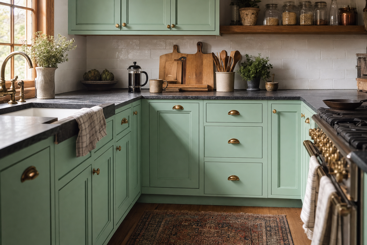 Brookdale Gardens by Benjamin Moore on cabinets